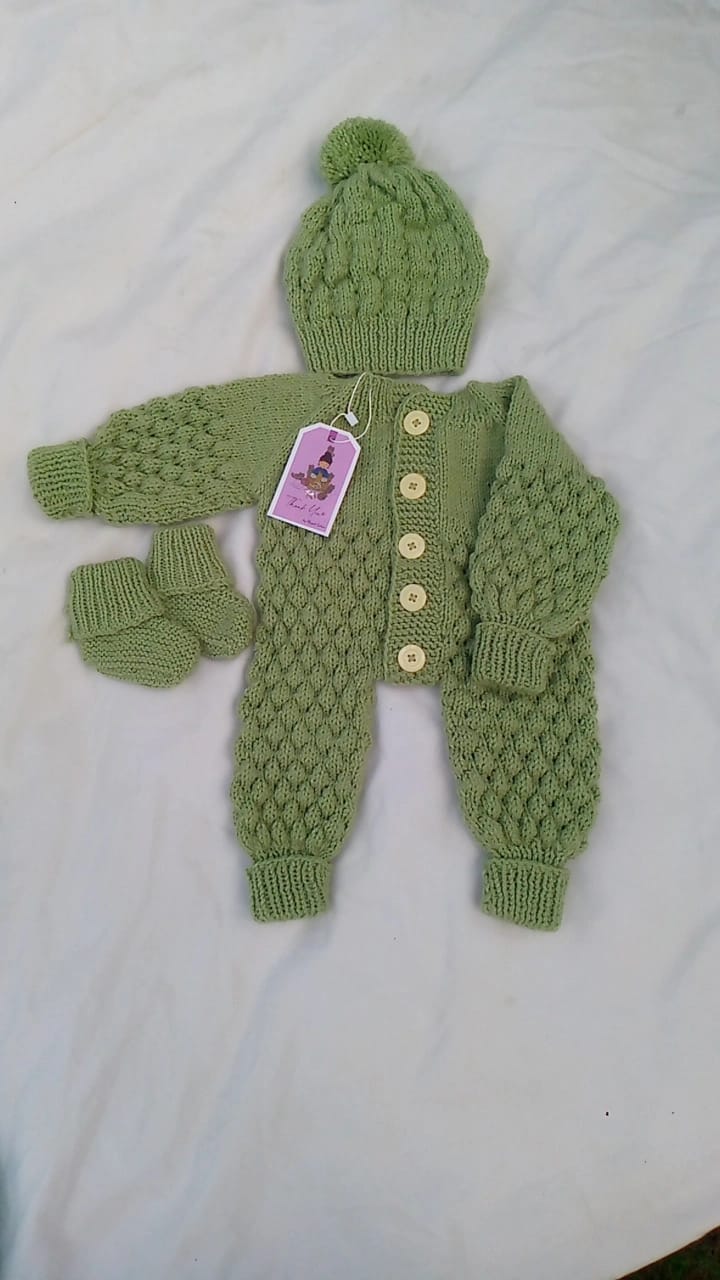 Bubble romper set in sage green