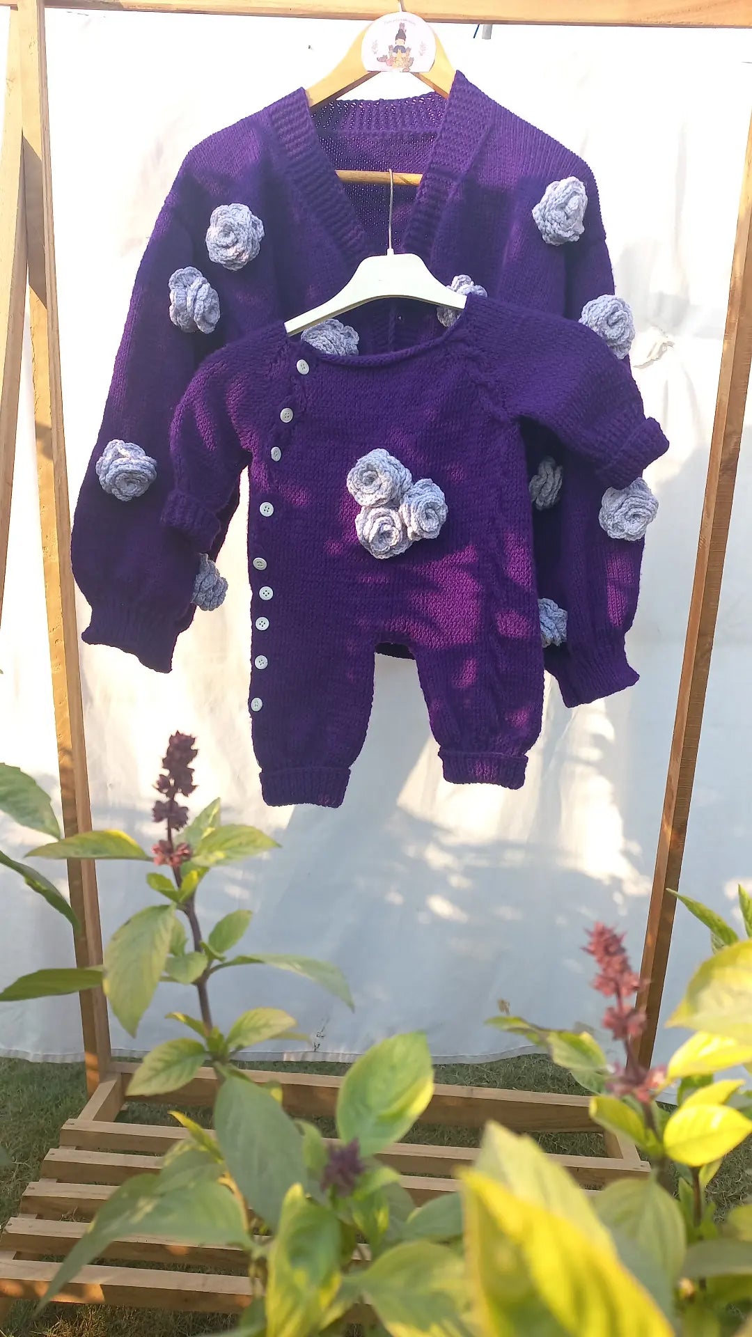 Kitted Lilac Rose Cardigan
