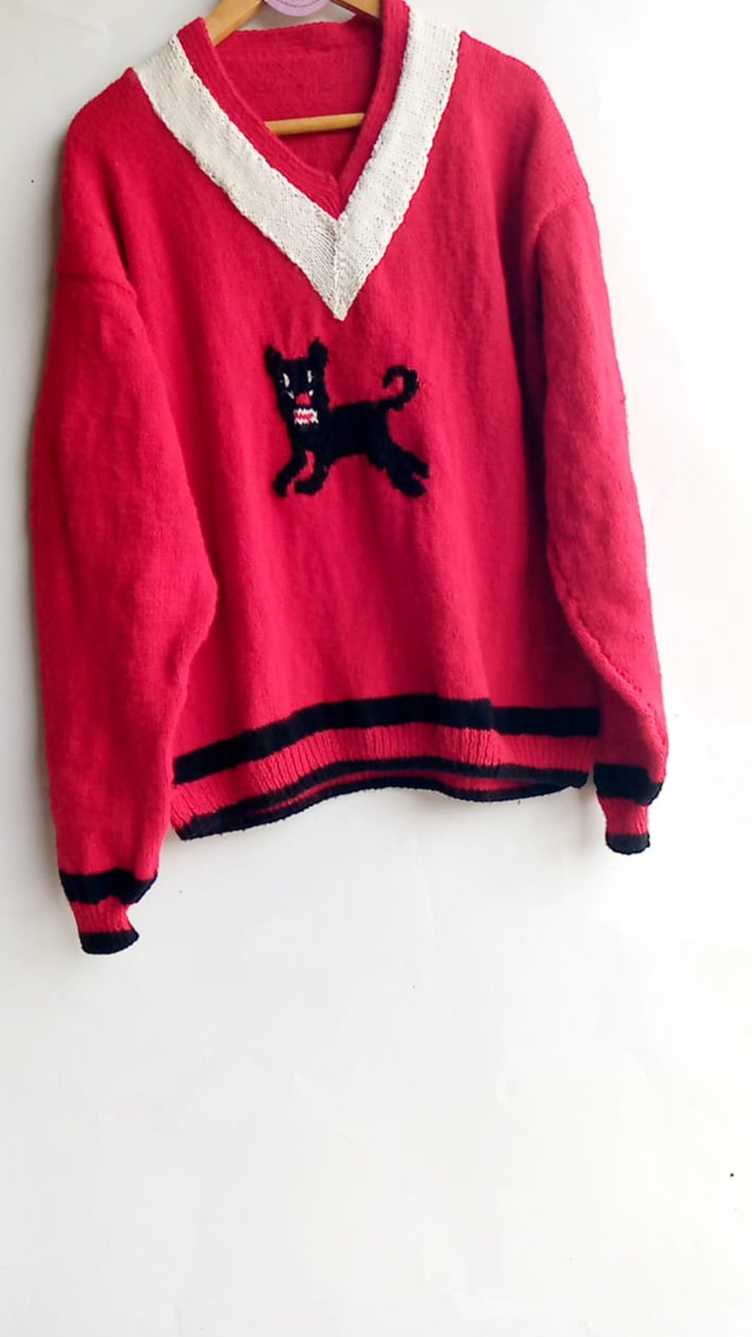 Red panther pullover