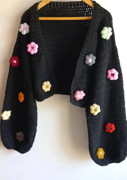 Blossom Cropped  Cardigan (mini flower version)