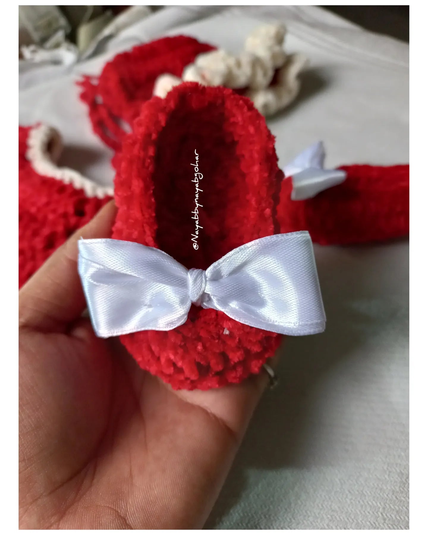 Velvet frock&bonnet set