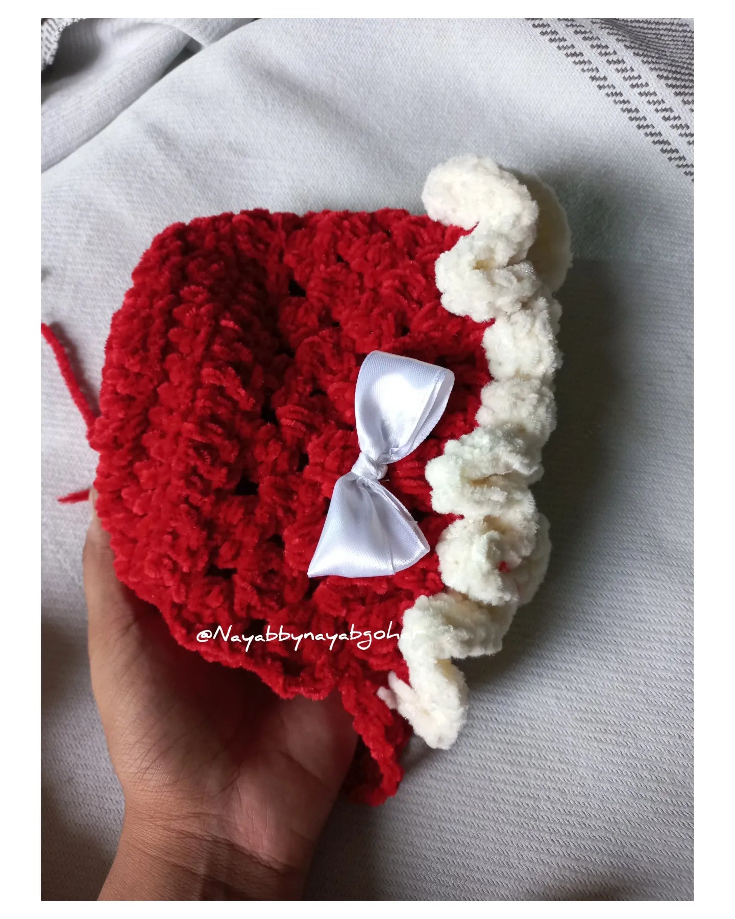 Velvet frock&bonnet set