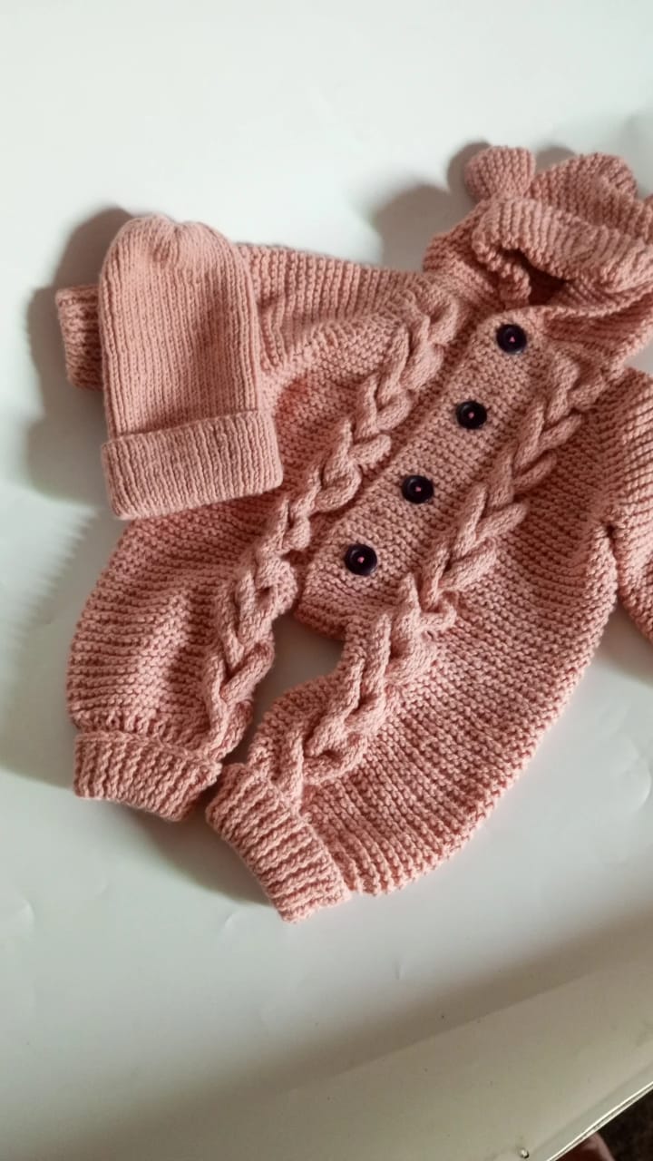 Braided romper in tea pink