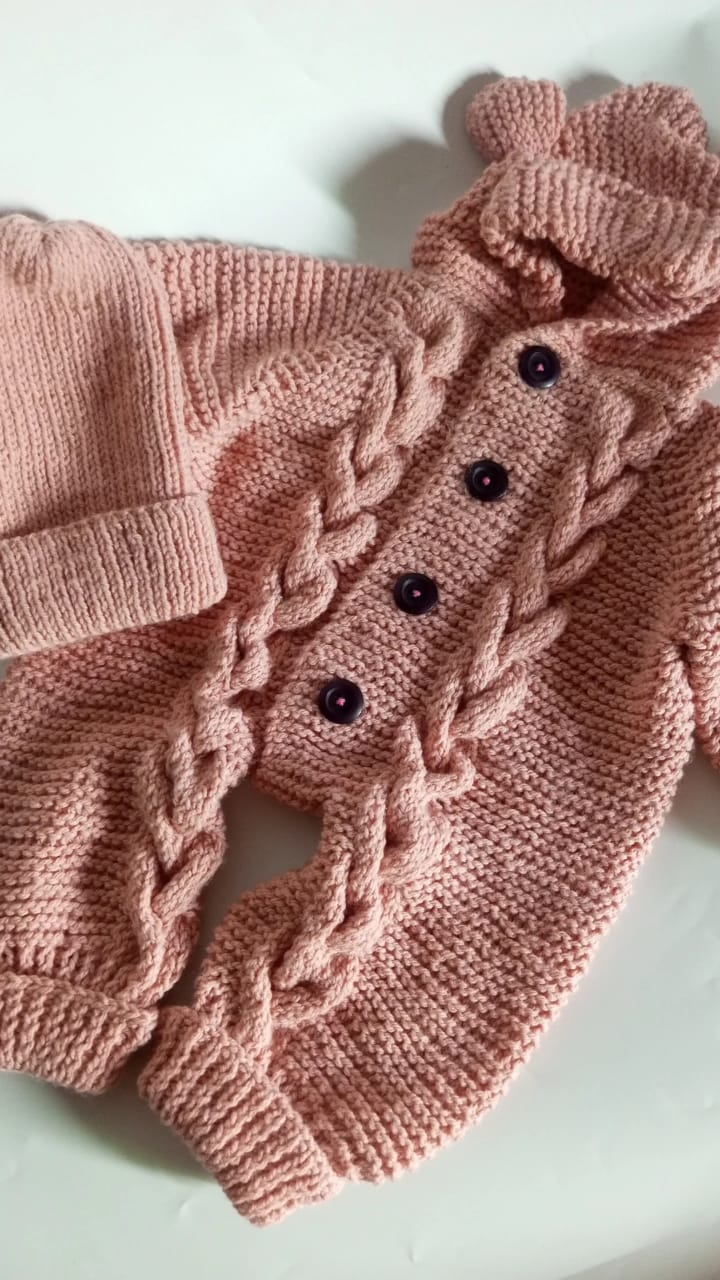 Braided romper in tea pink