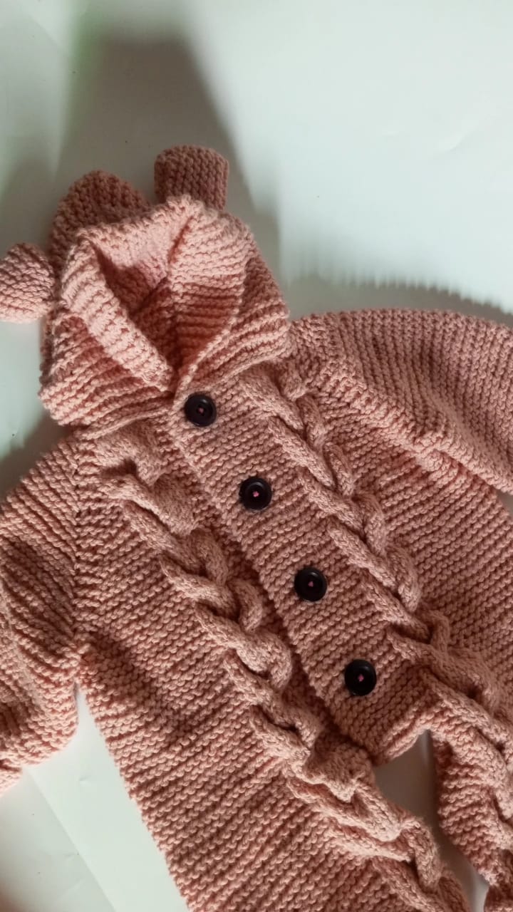 Braided romper in tea pink