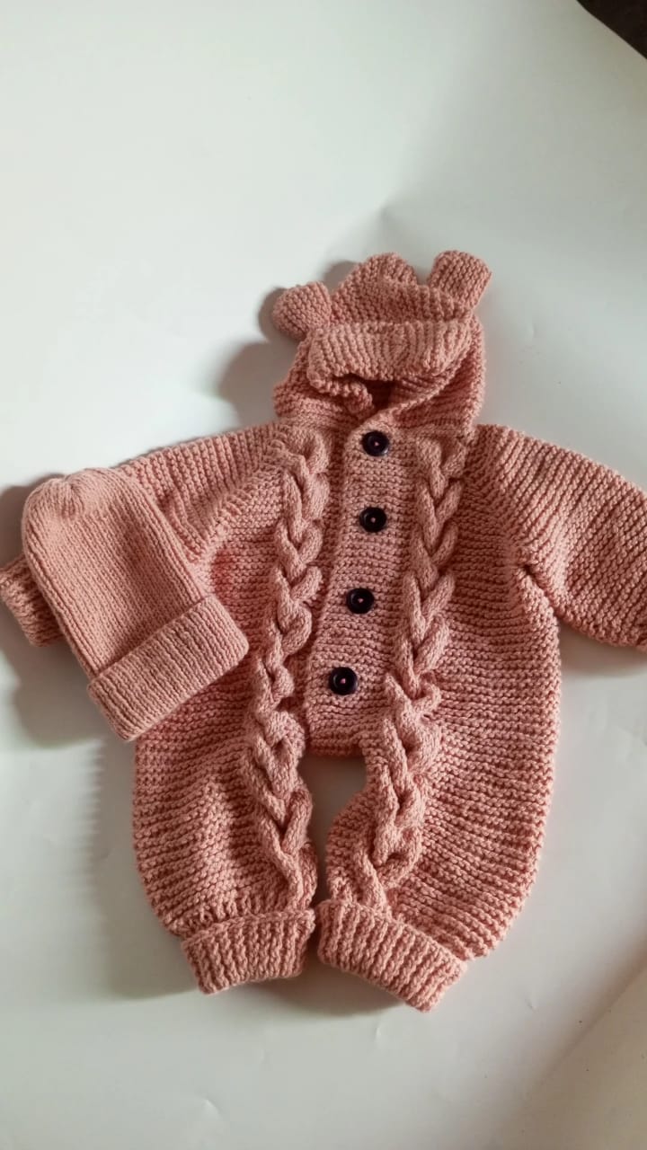 Braided romper in tea pink