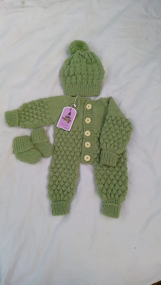 Bubble romper set in sage green