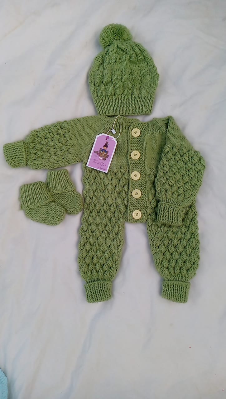 Bubble romper set in sage green
