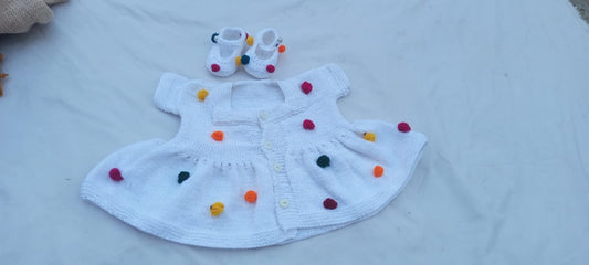 White bead frock set