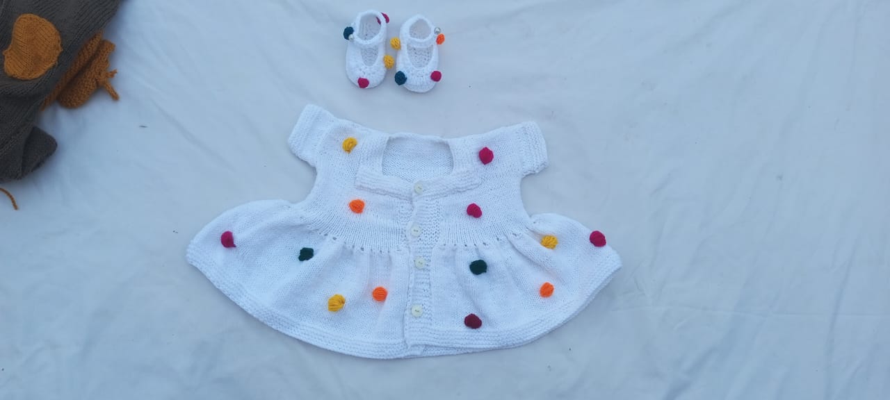 White bead frock set