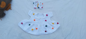 White bead frock set