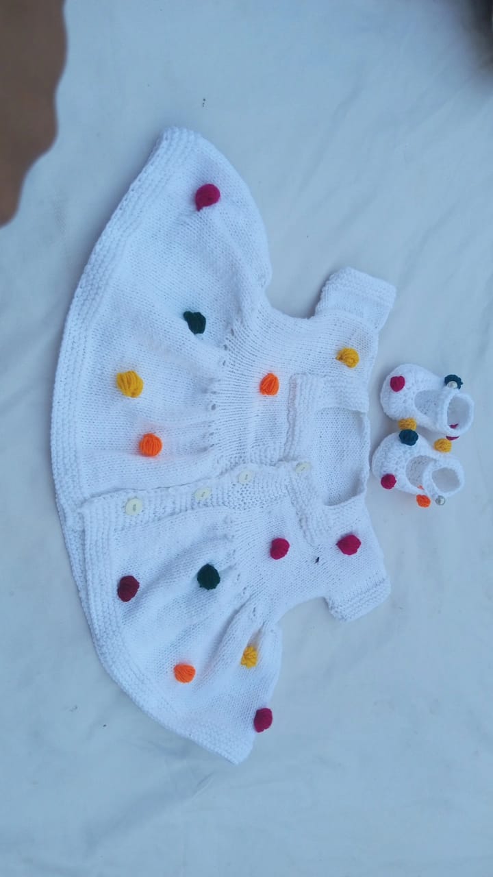 White bead frock set