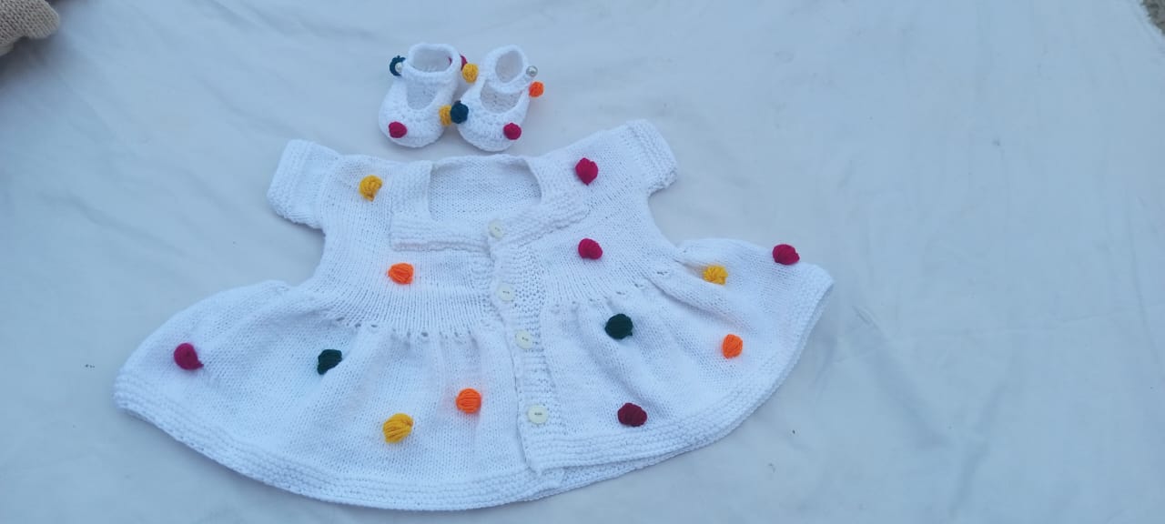 White bead frock set