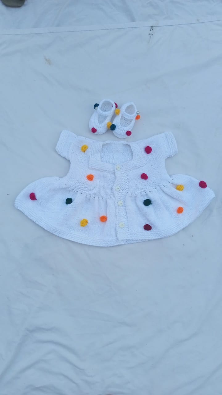 White bead frock set