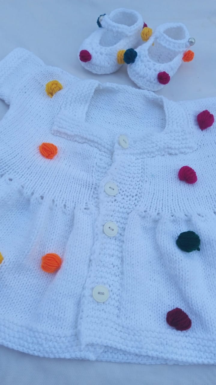 White bead frock set