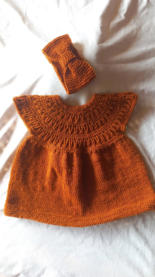 Knitted rust frock set