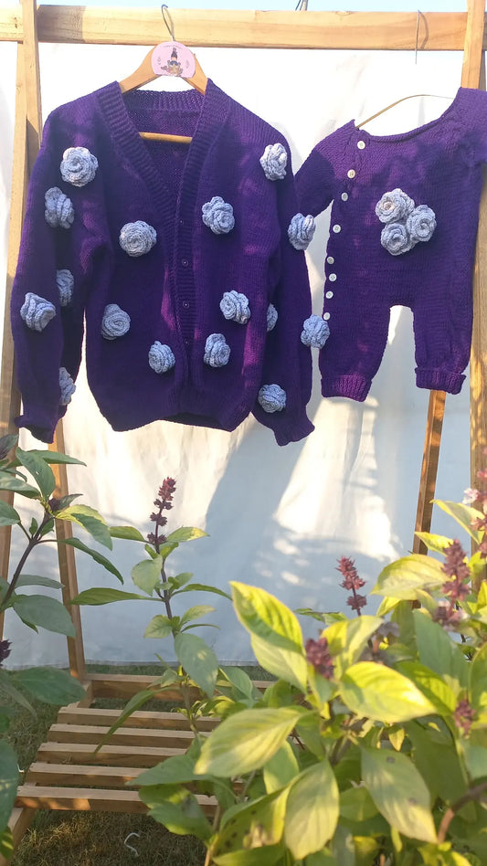 Kitted Lilac Rose Cardigan