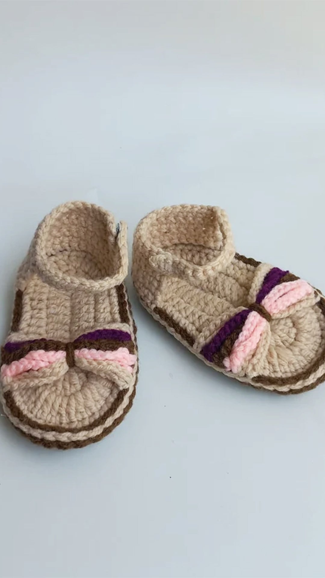 Plum and peach sandals