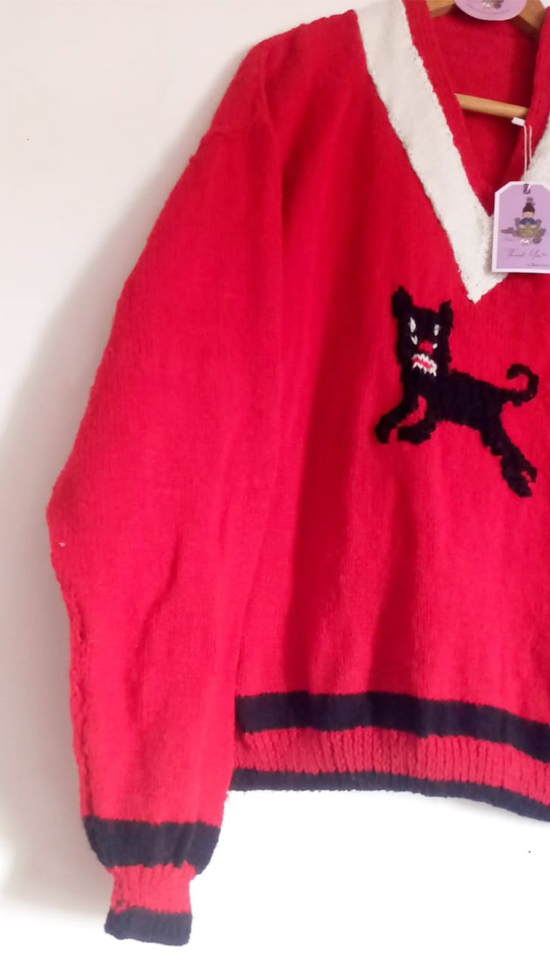 Red panther pullover