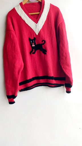 Red panther pullover