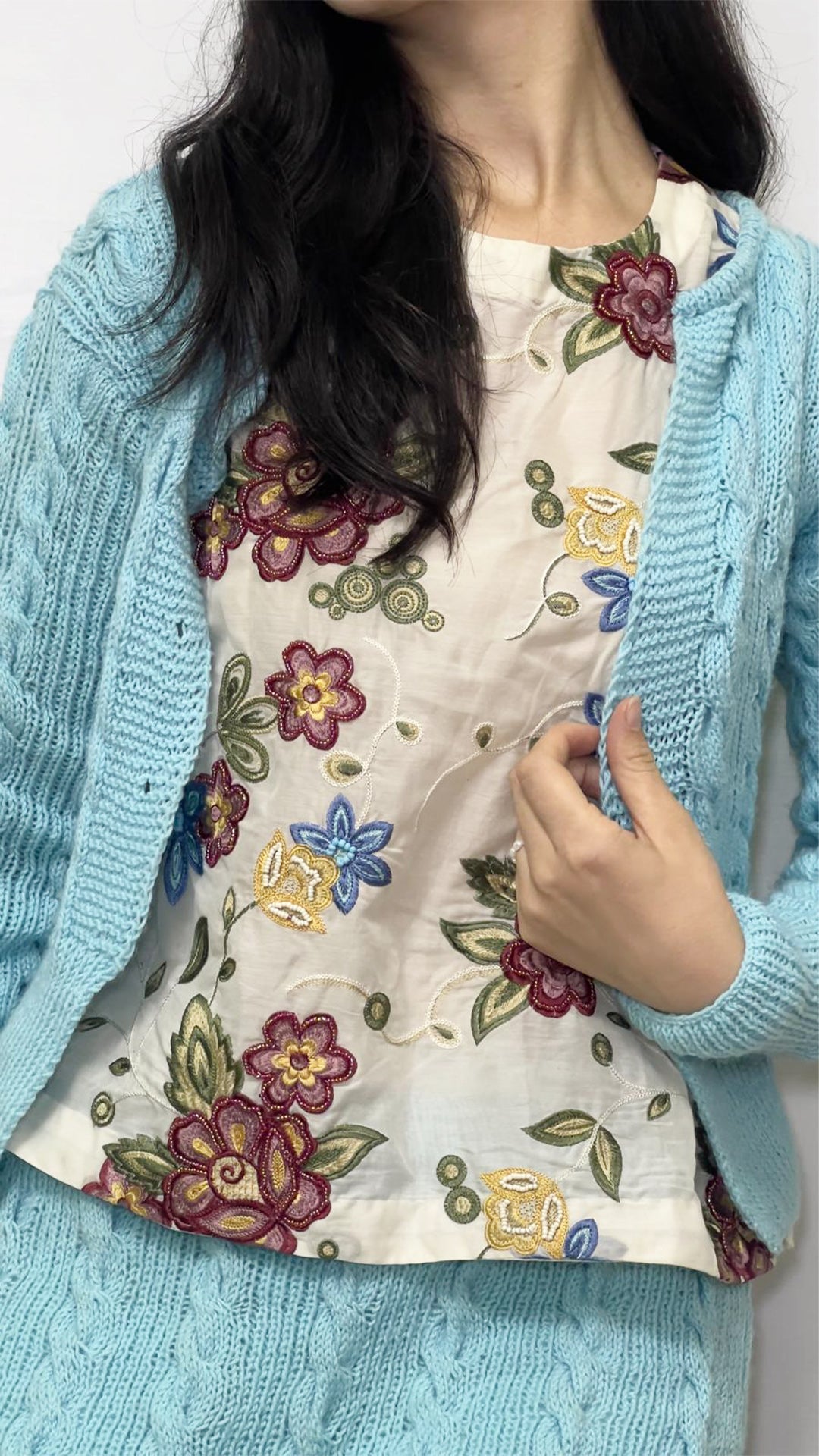 Cabled Skirt and Blouse Set